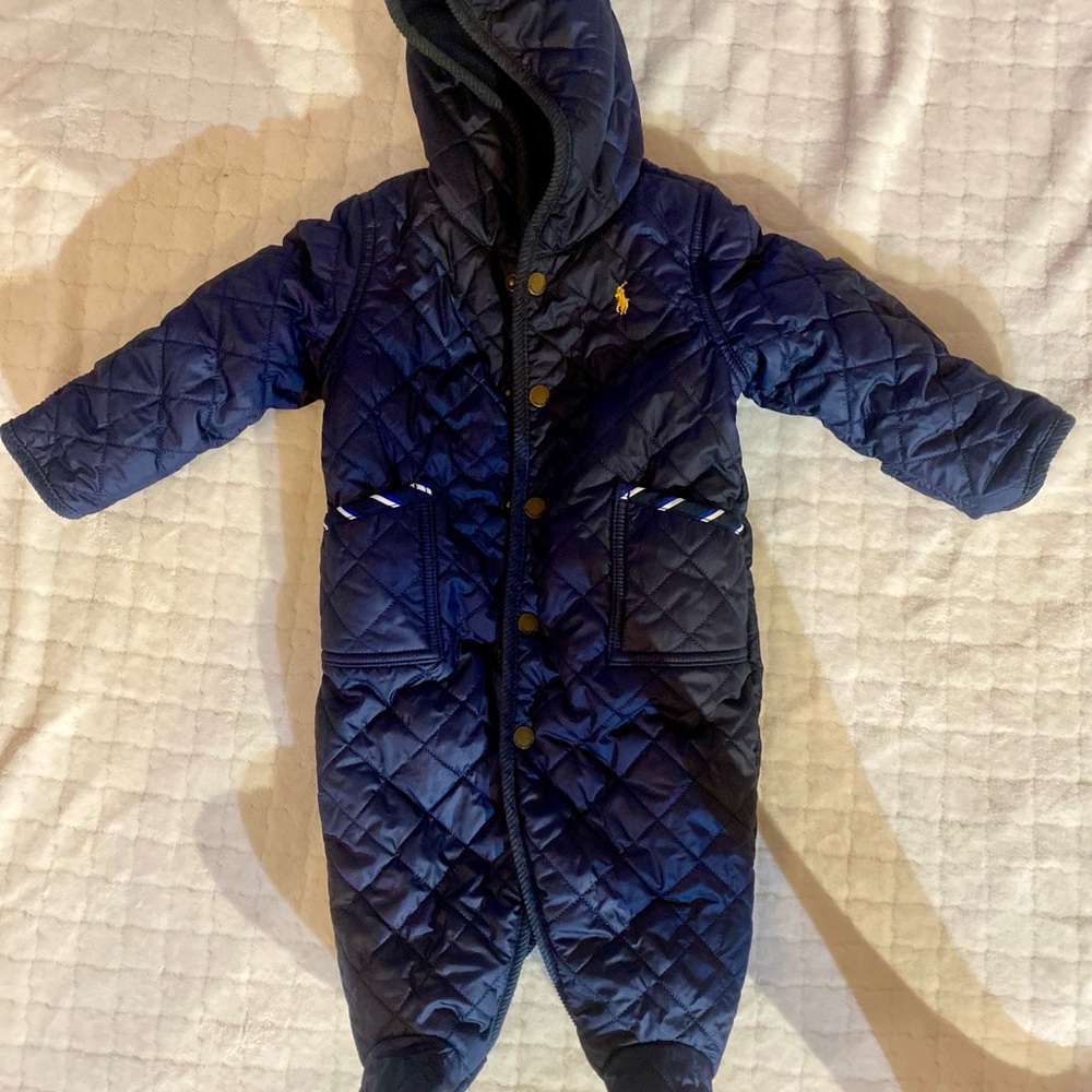 Ralph Lauren POLO Baby Quilted Bunting | Navy 6 Months | Hooded One-Piece GIFT - Picture 5 of 8